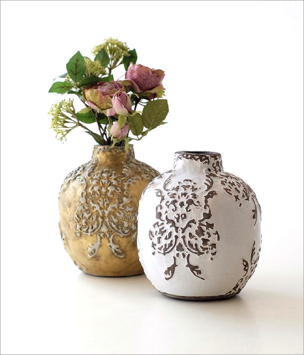 花瓶 花びん 陶器 花器 おしゃれ フラワーベース レトロ アンティーク 