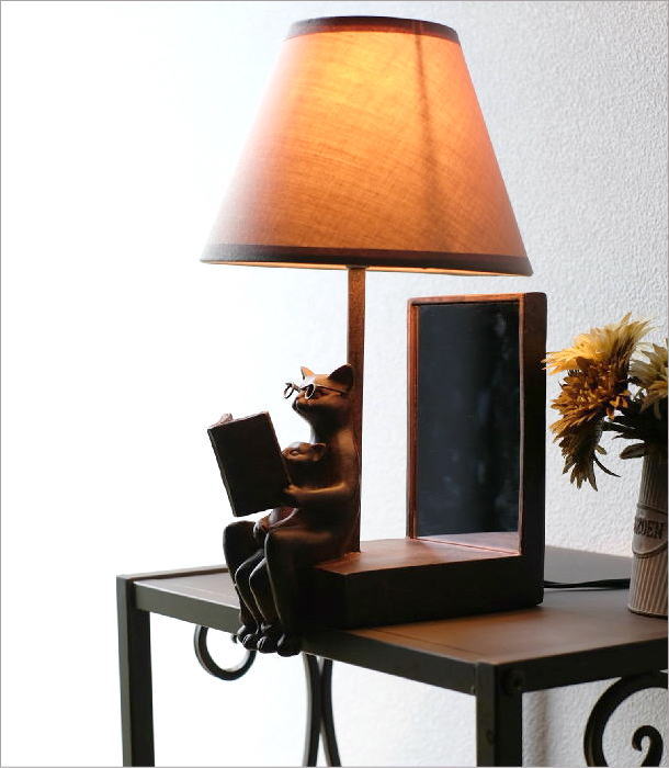 ミラー付き壁掛け照明 鏡インテリア照明 ネコ 読書 猫 ねこ雑貨 ライト