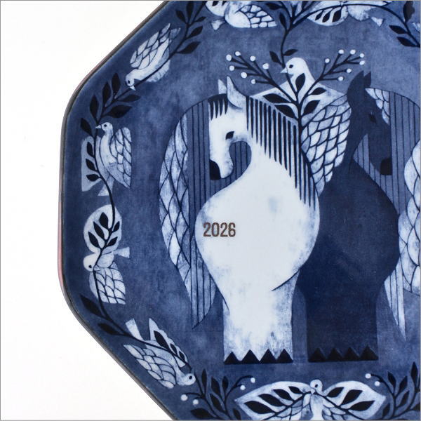   イヤープレート　4枚セット　飾り皿　インテリア 2026年 干支 午 飾り皿｜福田利之×波佐見焼 イヤープレート 呉須の