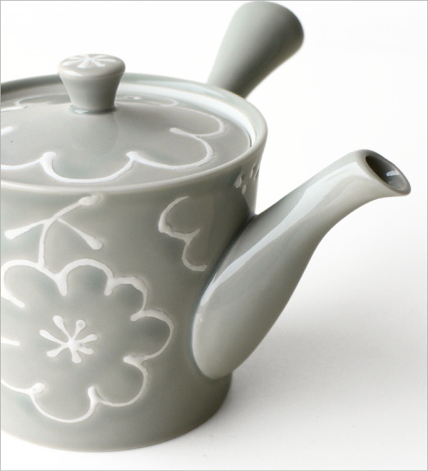 急須 波佐見焼 日本製 磁器 茶こし付き 花柄 和モダン 360ml 横手