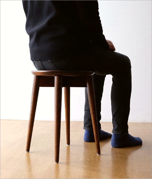 スツール 木製 丸 希少 ブラックウォールナット 一枚板 ミズナラ材