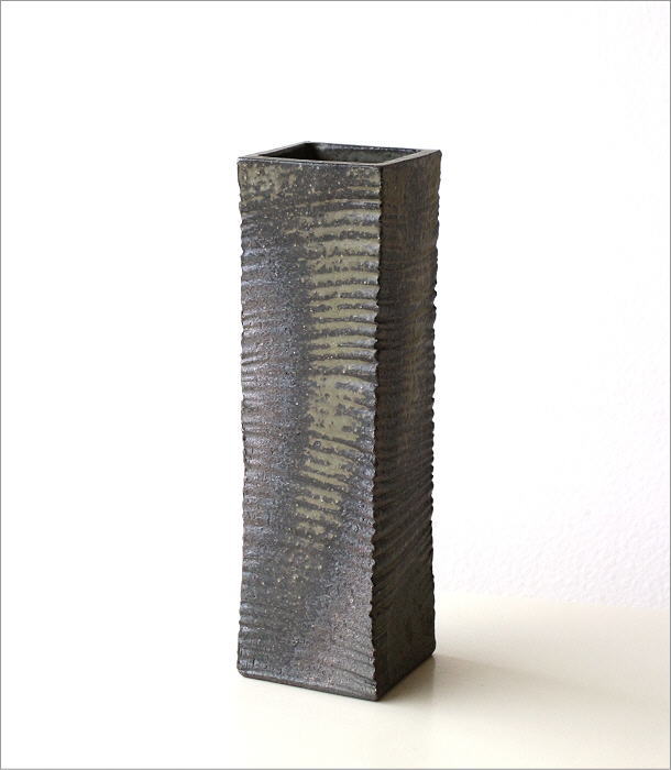 花瓶 花びん 陶器 花器 一輪挿し フラワーベース 角柱面取り花入れ