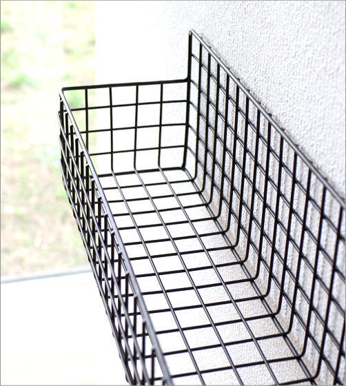 メッシュラック 壁掛け おしゃれ スリム 直置き 壁面 ワイヤーラック