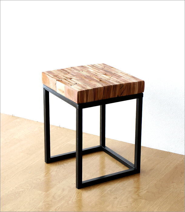 テーブル サイドテーブル アイアン 木製 おしゃれ 天然木 コの字型 花台 フラワースタンド アイアンとウッドピースのテーブル スクエア L  :spc1225:ギギリビング - 通販 - Yahoo!ショッピング