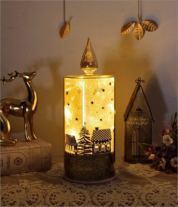 クリスマス LEDライト LED キャンドル 回る 置物 オブジェ 卓上 飾り