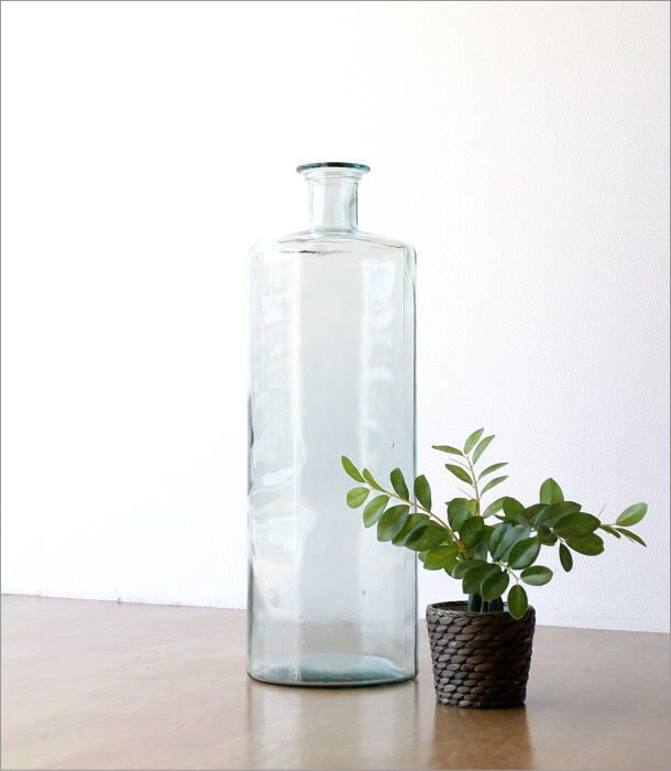 透明ガラス花器 大きめ 円形　スペインガラス　新品 フラワーベース ガラス 大きい 大型 花瓶 花びん おしゃれ 花器 透明