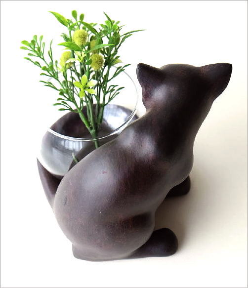 花瓶 ガラス フラワーベース ねこ雑貨 子ネコのミニベース しっぽネコ(3)
