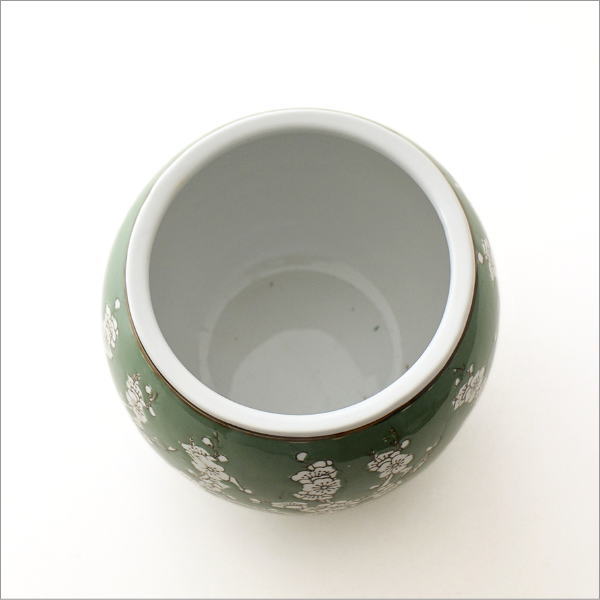 植木鉢 陶器 おしゃれ 和風 丸型 梅柄 火鉢 鉢カバー 穴なし 小型 水鉢