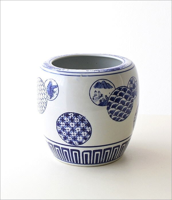 植木鉢 おしゃれ 陶器 火鉢 陶器鉢 メダカ鉢 金魚鉢 丸型 和風 観葉