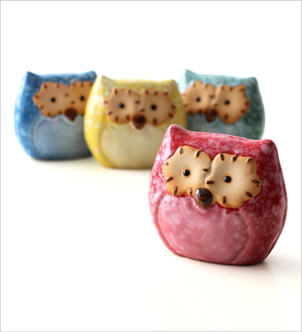 ふくろう 置物 陶器 小さい ミニ オブジェ フクロウ 置き物 雑貨