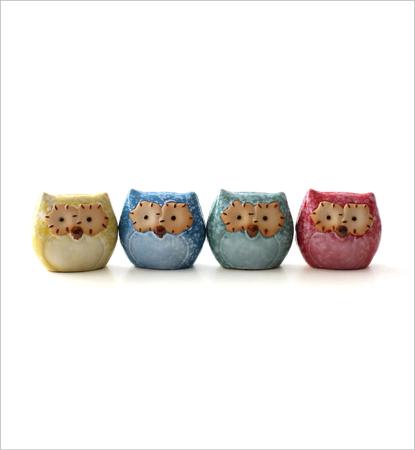 ふくろう 置物 陶器 小さい ミニ オブジェ フクロウ 置き物 雑貨