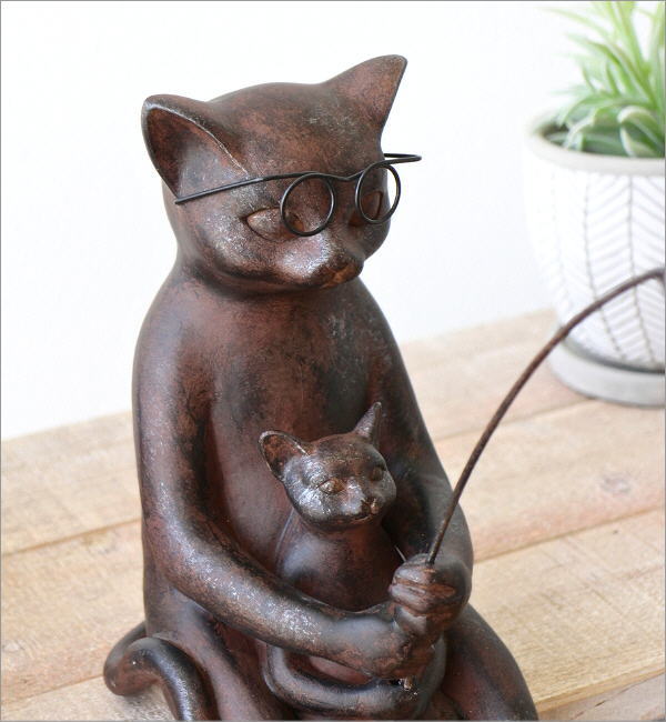 レア美品】仔猫 子猫 長納魚竹 長納魚丈 彫刻 ネコ置物 箱あり 送料