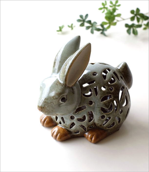 お香立て 香炉 陶器 おしゃれ うさぎ ウサギ かわいい LEDキャンドル
