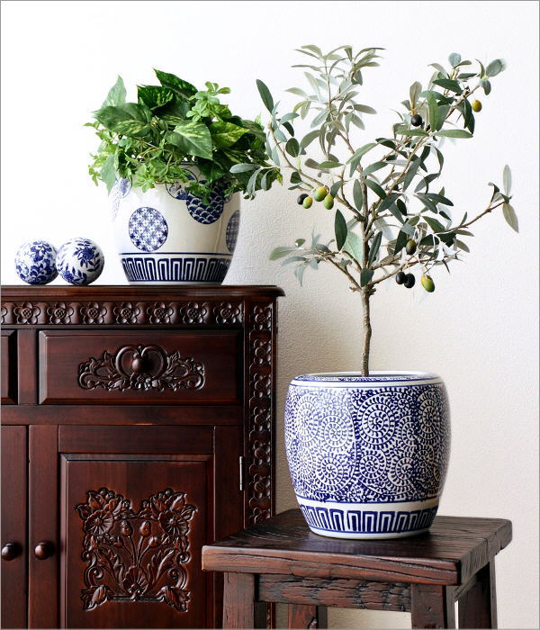 植木鉢 おしゃれ 陶器 火鉢 陶器鉢 メダカ鉢 金魚鉢 丸型 和風 観葉