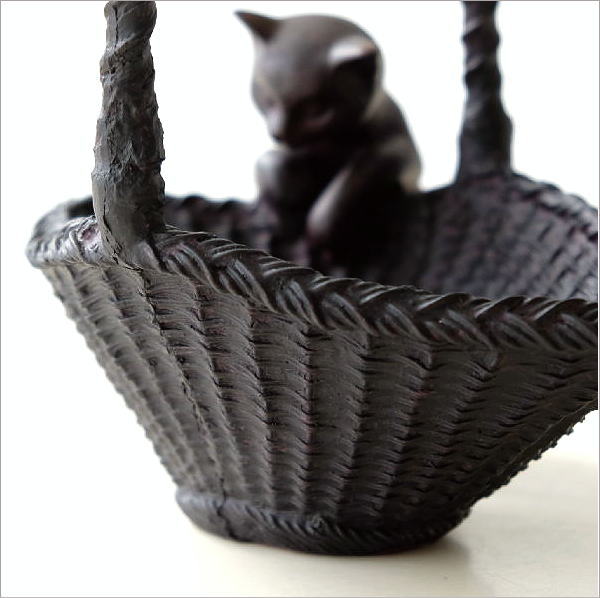 バスケット 編み籠 かご 小物入れ 猫 ねこ ネコ おしゃれ かわいい 鉢