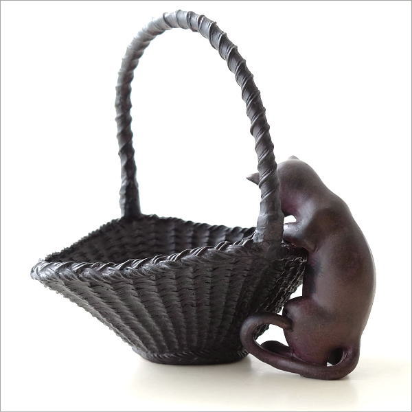 バスケット 編み籠 かご 小物入れ 猫 ねこ ネコ おしゃれ かわいい 鉢