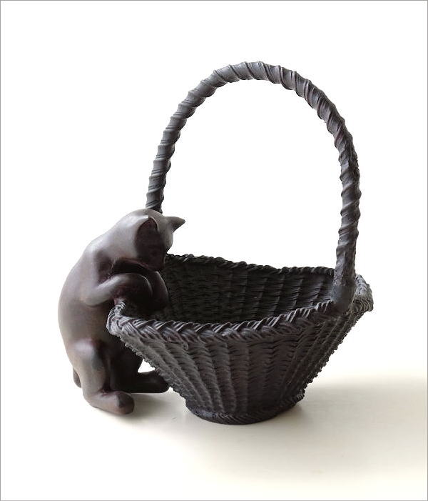 バスケット 編み籠 かご 小物入れ 猫 ねこ ネコ おしゃれ かわいい 鉢