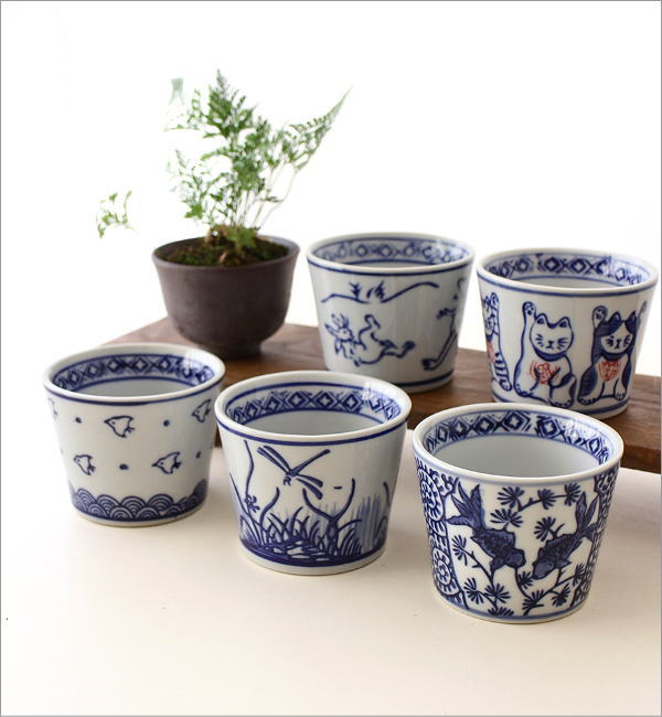 蕎麦猪口 5個セット フリーカップ そばちょこ セット 磁器 陶器 蕎麦