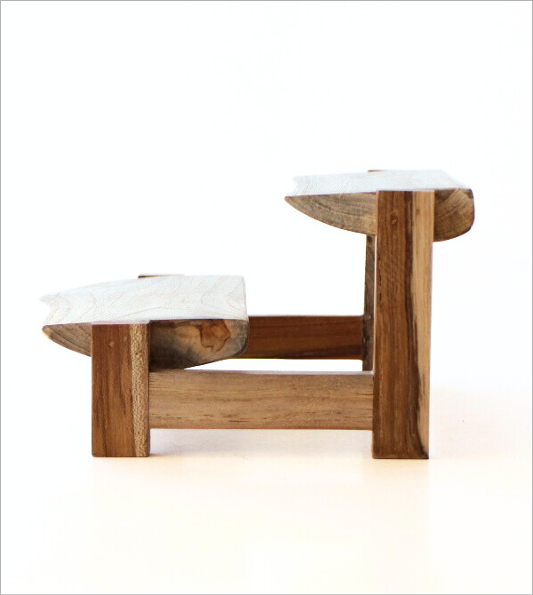 ディスプレイスタンド 木製 2段 卓上 飾り棚 無垢 天然木 小物置き