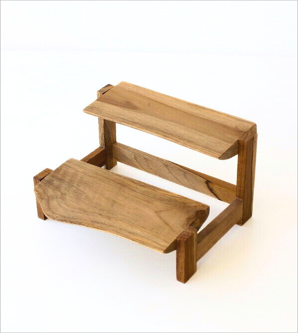 ディスプレイスタンド 木製 2段 卓上 飾り棚 無垢 天然木 小物置き