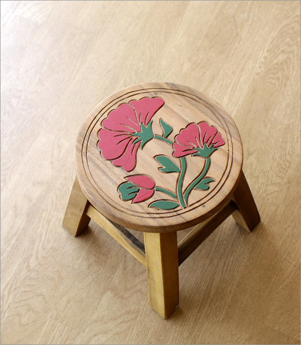 スツール 木製 子供 椅子 おしゃれ 花 ミニスツール 小さい ウッド