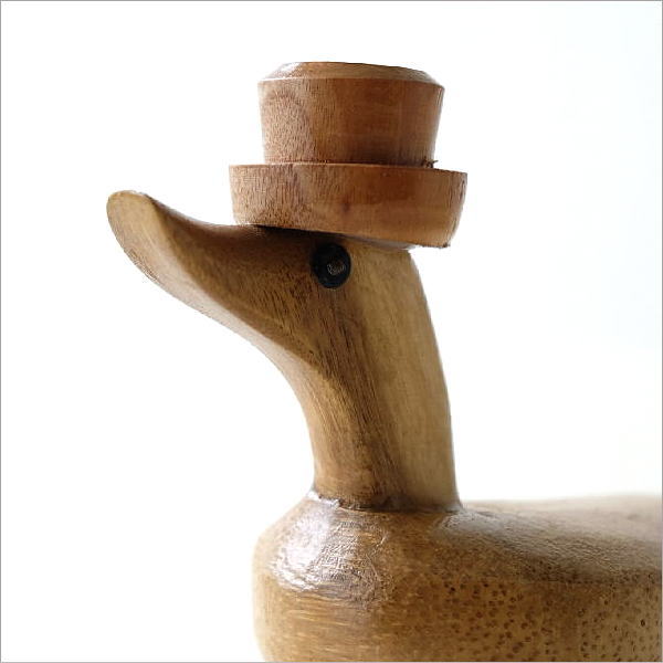 アヒル 鳥 ダック 置物 オブジェ おしゃれ 木彫り 木製 天然木