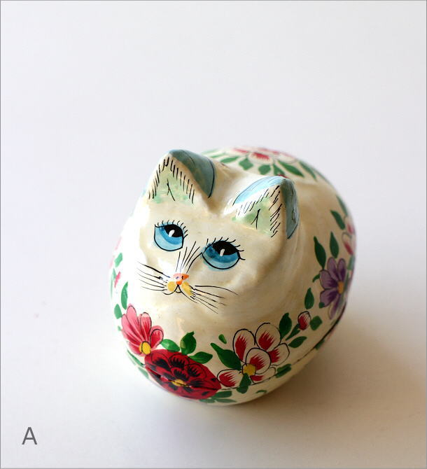 置物 オブジェ 小物入れ ネコ ねこ 猫 ペーパーマッシュ おしゃれ 蓋