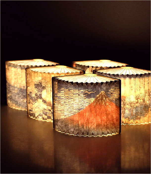 浮世絵 本型 LED テーブルランプ 卓上ランプ 照明 葛飾北斎 歌川広重