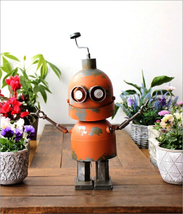 ロボット 置物 ガーデン オーナメント アンティーク オブジェ 玄関 庭