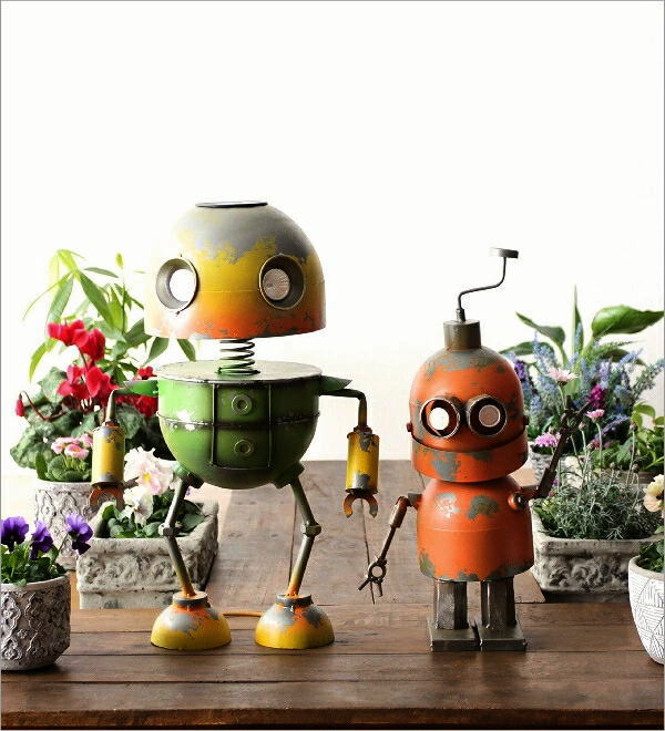 ロボット 置物 ガーデン オーナメント アンティーク オブジェ 玄関 庭