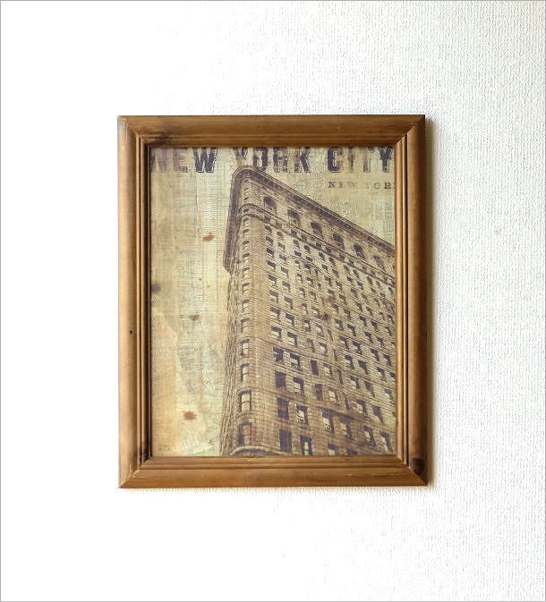 アメリカンアンティーク　額入りアート　壁掛けプリント額 ウォールアートパネル アンティーク レトロ 壁掛け インテリア 壁飾り