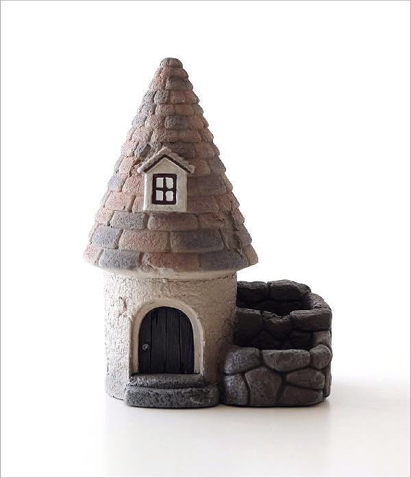＊handmade ガーデンハウス　オブジェ　セメント製 プランター ミニ セメント おしゃれ ガーデン レトロ 屋外 お庭 玄関