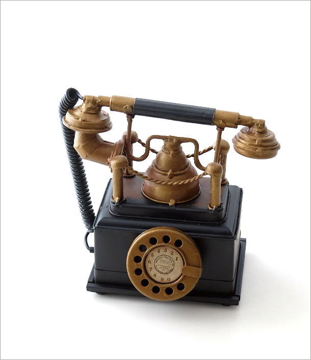 貯金箱 ダイヤル式電話 アンティーク レトロ 置物 アイアン ユニーク