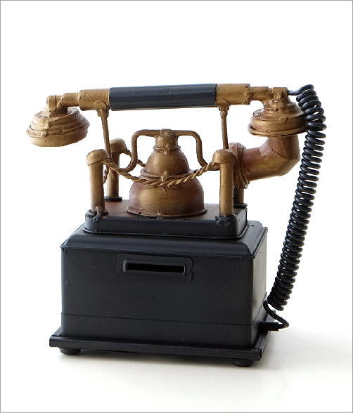 貯金箱 ダイヤル式電話 アンティーク レトロ 置物 アイアン ユニーク
