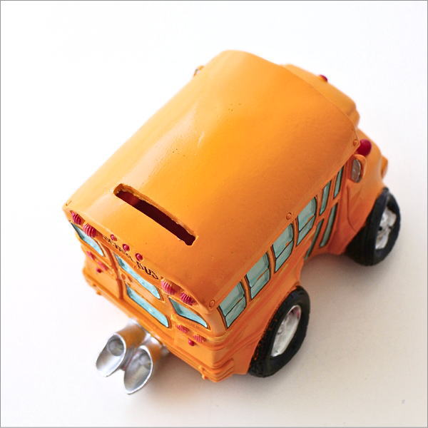 貯金箱 車 置物 オブジェ おしゃれ かわいい 500円玉 スクールバス