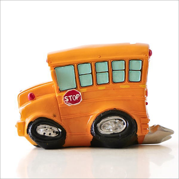 貯金箱 車 置物 オブジェ おしゃれ かわいい 500円玉 スクールバス