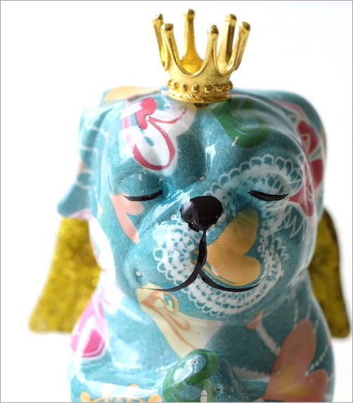 貯金箱 おしゃれ 陶器 犬 いぬ ドッグ 天使 オブジェ 置物 かわいい