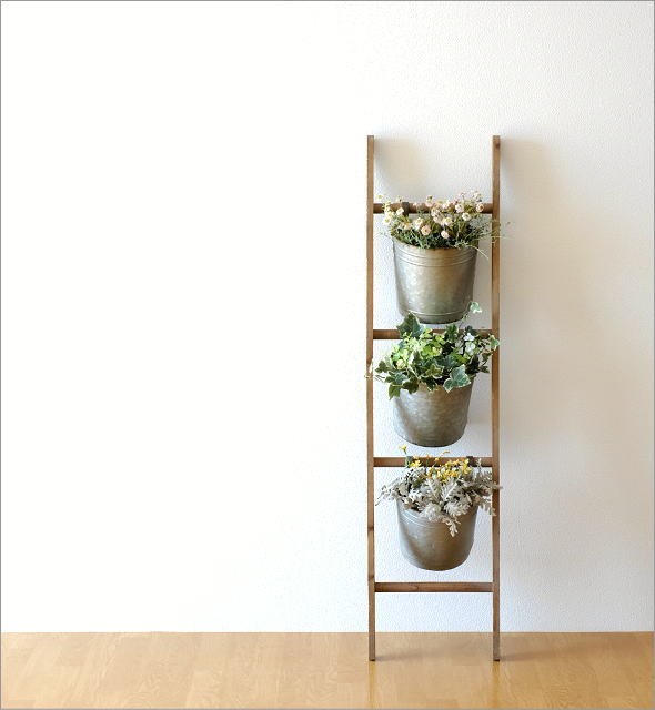 ラダーラック フラワーラック 木製 レトロ シャビー アンティーク風