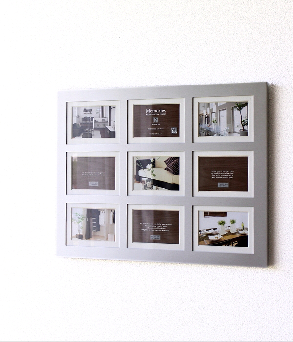 フォトフレーム 壁掛け 卓上 複数 写真立て おしゃれ 9枚 横 多面 多窓