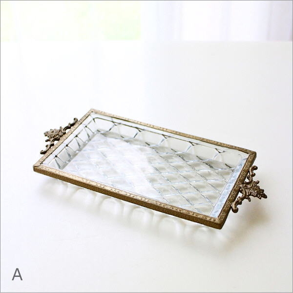 ガラストレー トレイ おしゃれ ガラス トレー かわいい アンティーク風