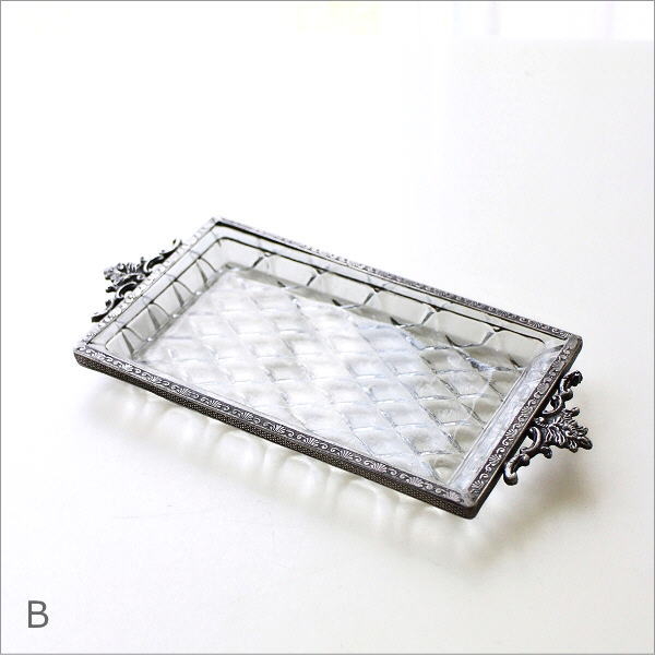 ガラストレー トレイ おしゃれ ガラス トレー かわいい アンティーク風