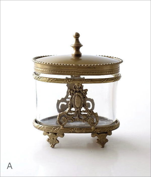 小物入れ ガラス ふた付き おしゃれ アクセサリーケース 蓋付き 真鍮