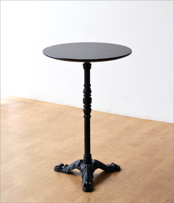 カフェテーブル 大理石 丸 1本脚 高さ60cm コンパクト コーヒー