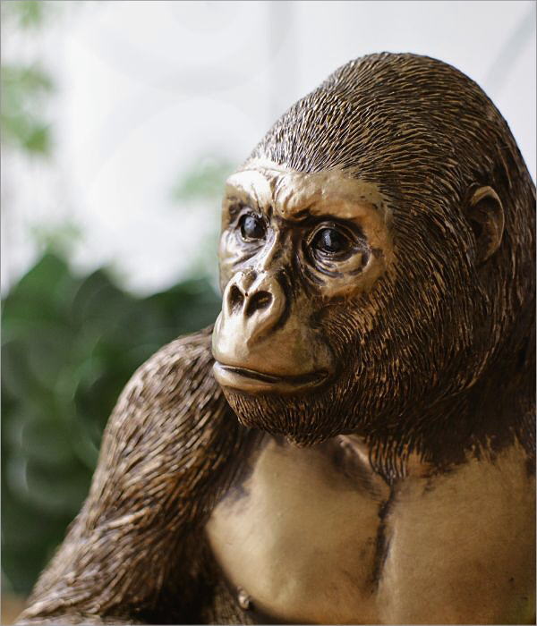 ゴリラ 置物 オブジェ おしゃれ ブロンズ風 雑貨 置き物 動物 アニマル