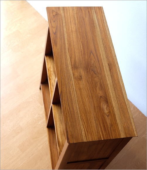 本棚 無垢 チーク材 オープンシェルフ 天然木 木製 オープンラック