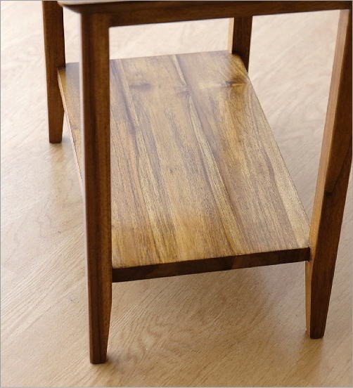 サイドテーブル おしゃれ 木製 棚付き 無垢材 天然木 コンパクト 