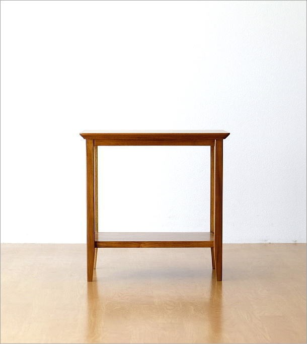 サイドテーブル おしゃれ 木製 棚付き 無垢材 天然木 コンパクト 