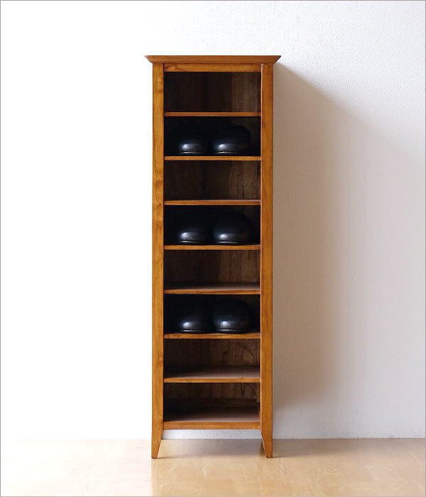 スリッパラック 8足 おしゃれ 収納 木製 棚 チーク材 スリム 収納棚