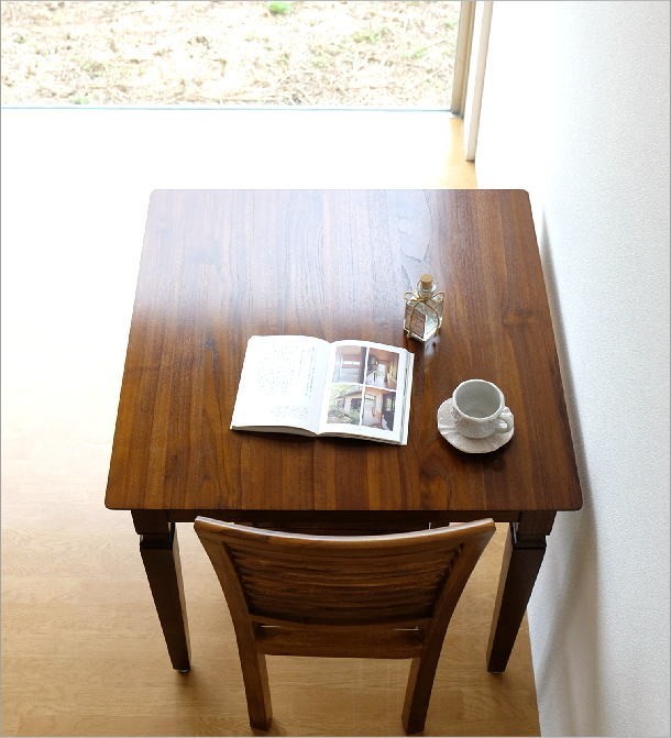 ダイニングテーブル 木製 天然木 無垢 80×80cm 正方形 コンパクト 2人