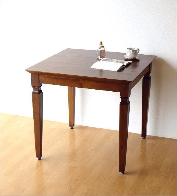 ダイニングテーブル 木製 天然木 無垢 80×80cm 正方形 コンパクト 2人